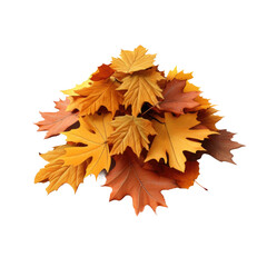 a pile of autumn leaves isolated on transparent background, ai, png