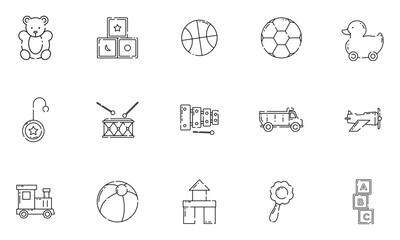 Canvas Print - Set of different flat toy icons Vector