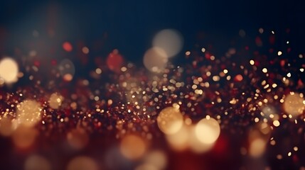 Wall Mural - christmas golden light shine particles bokeh on navy blue background. holiday concept. abstract back