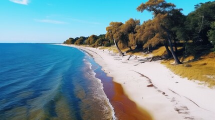 Poster - Incredible Beautiful Baltic sea white sand beach. Generative AI