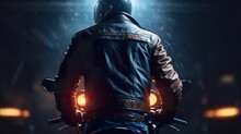 A Person In A Leather Jacket Riding A Motorcycle (ai) Ai Generate