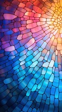 Interior Photography, Background With Stained Glass Pattern. A Stained Glass Pattern, A Kaleidoscope Of Colors Dancing Under Diffused Light