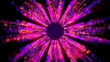 Abstract Decorative Purple Violet Yellow Shiny Blurry Focus 8-sided Octagon Sparkle Dotted Lines Particles Space Burst Form Hole Background