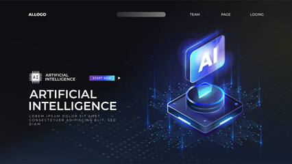 Wall Mural - artificial intelligence, ai, technology, deep learning, machine learning, circuit board, isometric, 