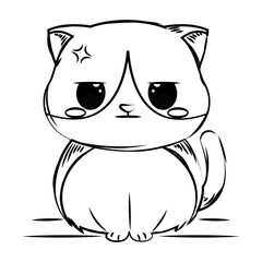 Poster - Isolated cute sketch of an angry cat character Vector