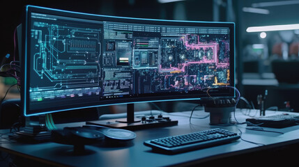 A programmer is operating the latest technology machine