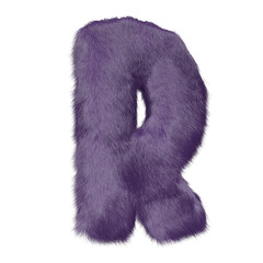 Poster - Symbol made of purple fur. letter r