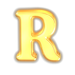 Symbol made of glowing gold. letter r