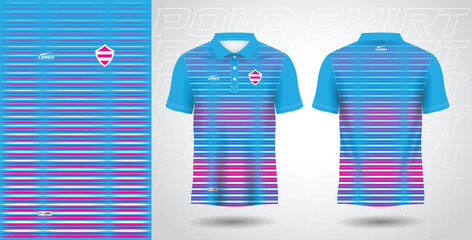 blue pink polo sport shirt sublimation jersey template design mockup