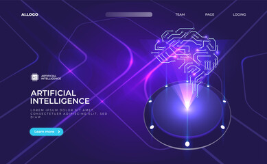 Wall Mural - artificial intelligence banner, big data, cloud computing, machine learning, information mining conc