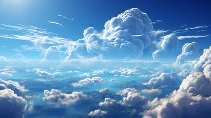 Poster - White clouds background on blue sky