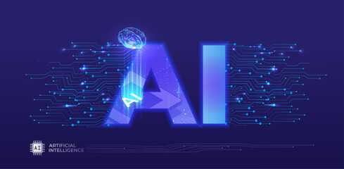 Wall Mural - ai (artificial intelligence), deep learning machine learning ai, technological digital brain concept