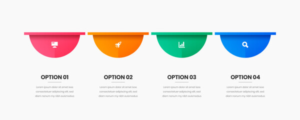 Vector Business Infographic Presentation Template with Abstract Design, 4 Options and Icons