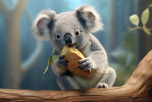 Cute Koala Is Eating Made With Generative AI