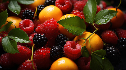 Sticker - Background of various kinds of fresh fruit