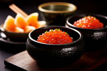 Wall Mural - Salmon roe served on a small bowl 