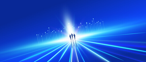 Wall Mural - abstract blue background with rays