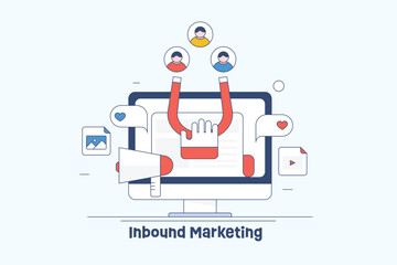 Wall Mural - online marketing magnet attracting new customer, online lead generation strategy, customer retention