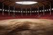 Spanish bullring for traditional performance of bullfight. Empty round bullfight arena in Spain