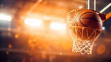 Fototapeta Sport - Basketball game ball in hoop