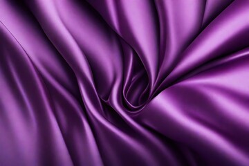 Closeup of rippled purple color satin fabric cloth texture background