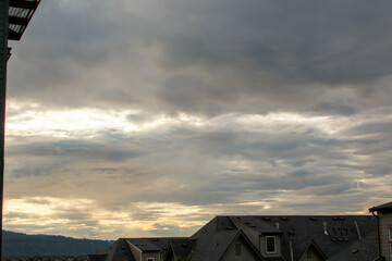 A cloudy sunset over the Issaquah Highlands in Washington