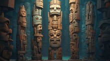 Towering Totem Of Ancient Artifacts Reflecting The Evolution Of Knowledge | Generative AI