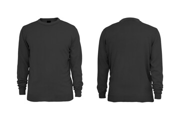Wall Mural - Black male sweatshirt template mockup isolated on white background. Front and back view.3d rendering.	