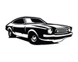 © DEKI WIJAYA - 1974 dodge super bee vector logo. isolated white background view from the side with a sunset sky view. Best for emblems, badges and the vintage car industry.