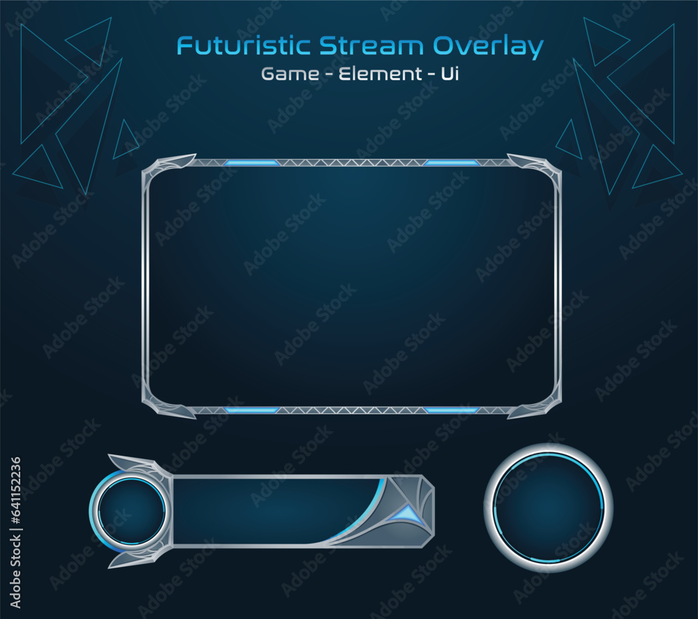 Blue futuristic gaming border or face cam overlay for streamers. use as ...