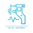 © bsd studio - Eye tonometer pixel perfect gradient linear vector icon. Ocular tonometry. Optical store. Glaucoma treatment. Thin line color symbol. Modern style pictogram. Vector isolated outline drawing