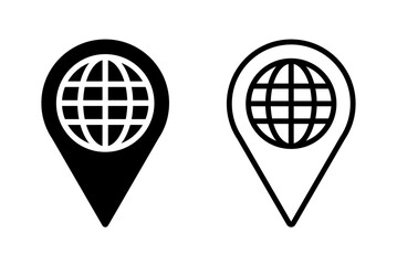 Map globe pin vector icon set. Navigation, journey, travel symbol