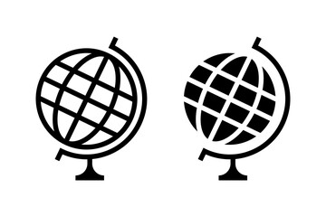 School globus vector icon set. Globe model symbol