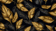 © PETR BABKIN - beautiful wallpaper with golden black leaves for your design, legal AI