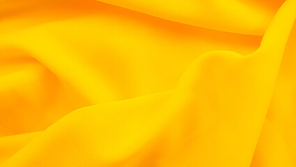 Yellow Fabric Texture Satin Clothes Cotton Drapery Surface Background, Wave Patern Design Cloth