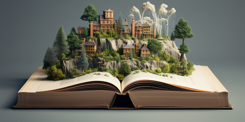 Wall Mural - The magical world of the book. Generative AI