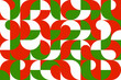 © Vector Tradition - Christmas modern abstract geometric pattern. Bauhaus circle grid vector background with white, green and red simple minimal shapes and forms. Bauhaus geometric pattern with Xmas color retro ornament