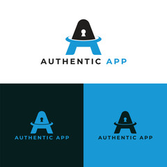 Authentic app A latter mark logo design vector, logo, icon, illustration, design, symbol, sign, business, mountain, art, 