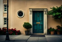View Of A Beautiful House Exterior And Front Door