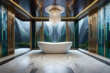 Crystal Cave-inspired Bathroom With Iridescent Tiles And Stalactite-like Fixtures