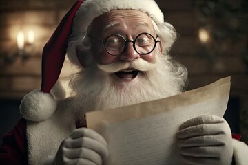 Poster - portrait of Santa Claus reading letter