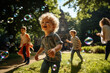 © YouAreBeautiful - Sunlight filters through trees as children, faces lit with delight, chase after shimmering bubbles, capturing the essence of innocent joy