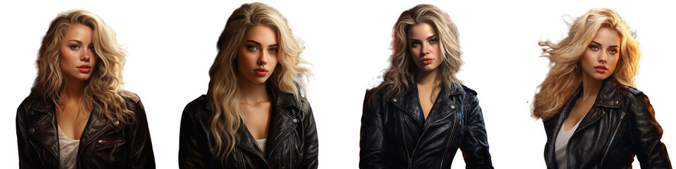 Canvas Print - A depiction of an attractive girl with blond hair in a leather jacket