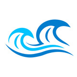 Fototapeta Tulipany - ocean wave logo icon flat vector illustration clipart