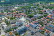Ausblick auf den Stadtplatz von Penzberg im bayerischen Oberland