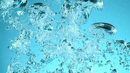 Fototapete - Super Slow Motion of Bubbling Water in Detail. Filmed on High Speed Cinema Camera, 1000 fps. Speed Ramp Effect.
