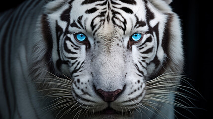 Wall Mural - The white tiger face and blue eyes