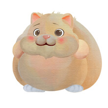 Cute Fat Cat Watercolor
