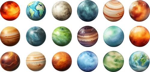 Wall Mural - planets set in the style of photo-realistic compositions, rtx on, realistic watercolor paintings, li