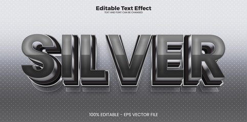 Wall Mural - Silver editable text effect in modern trend style